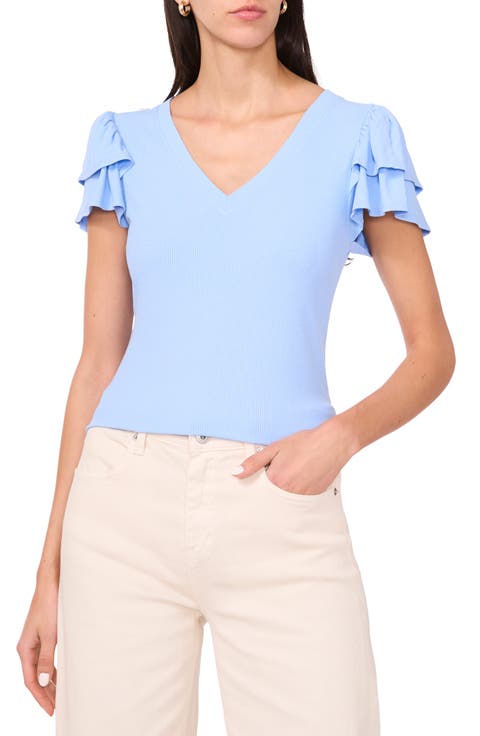 Flutter Sleeve Rib Top