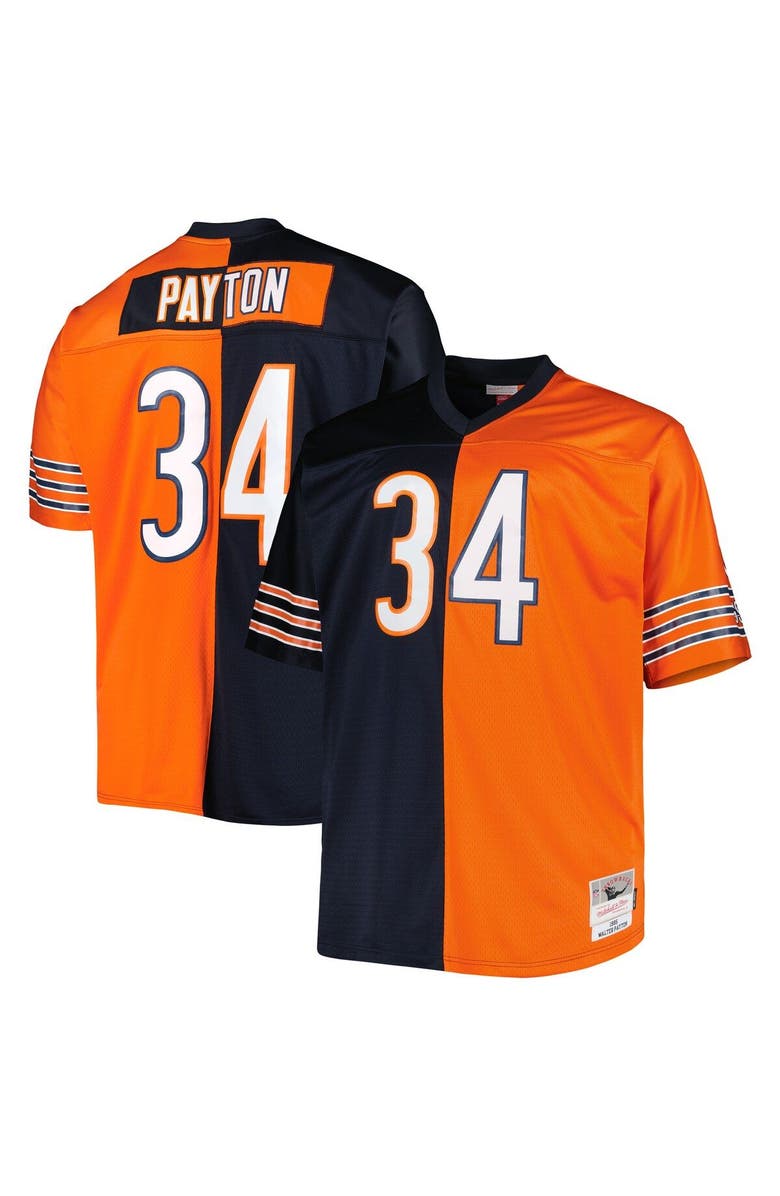 Mitchell & Ness Men's Mitchell & Ness Walter Payton Navy/Orange Chicago Bears Big & Tall Split Legacy Retired Player Replica Jersey, Main, color, 