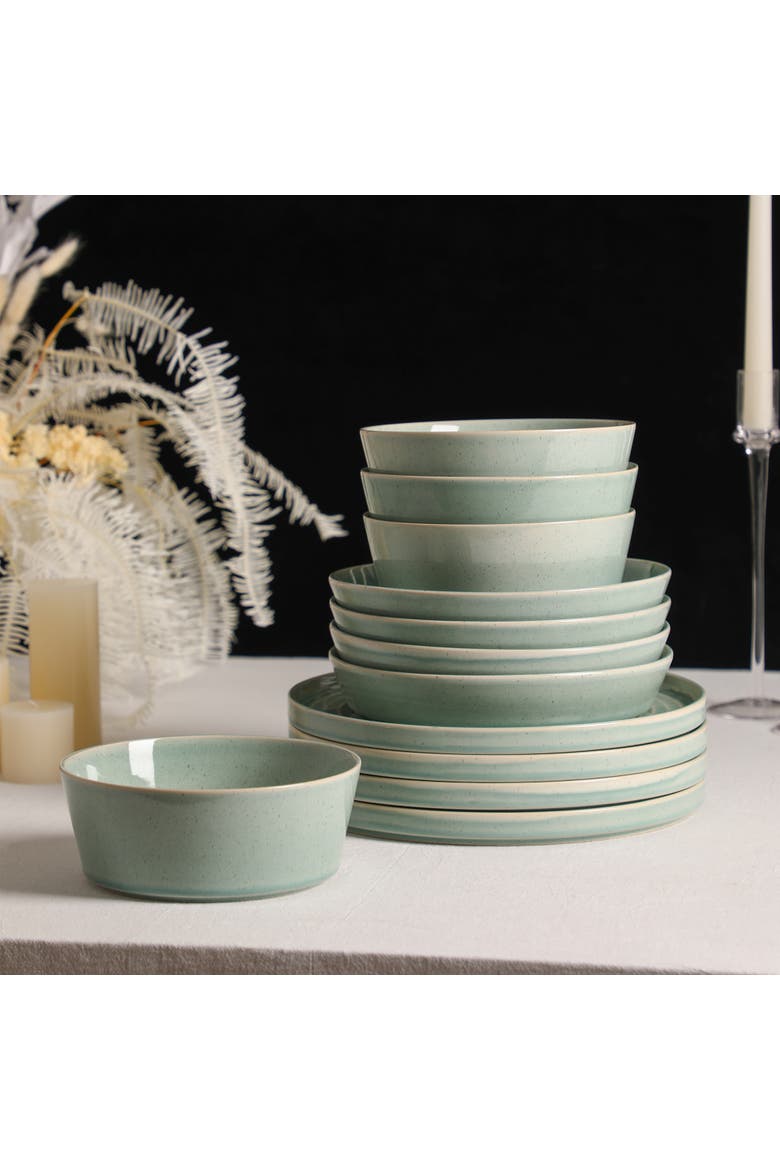 Claire Stoneware 24-Piece Dinnerware Set, Alternate, color, Green