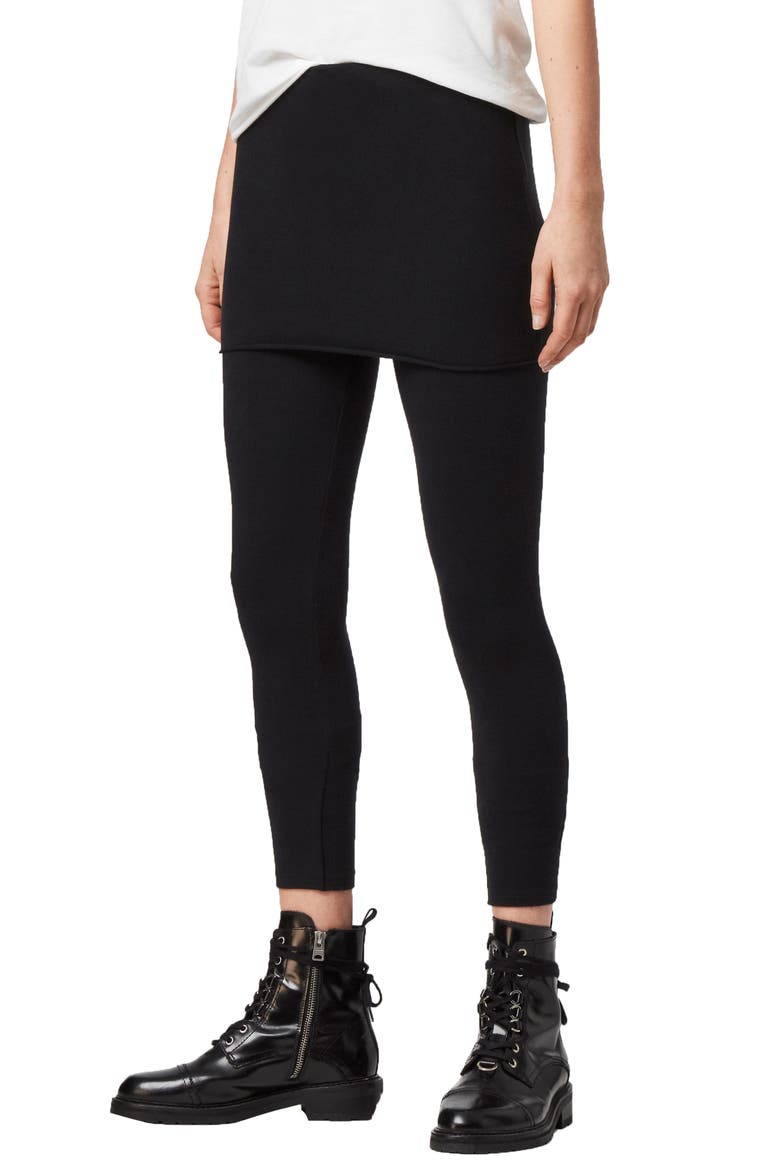 Raffi Skirted Leggings, Alternate, color, BLACK