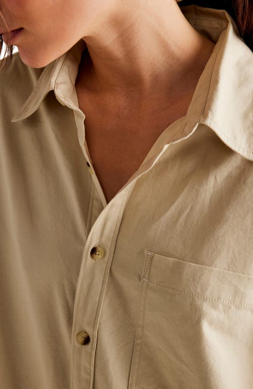 Shop Free People Freddie Oversize Cotton Button-up Shirt In Castle Wall
