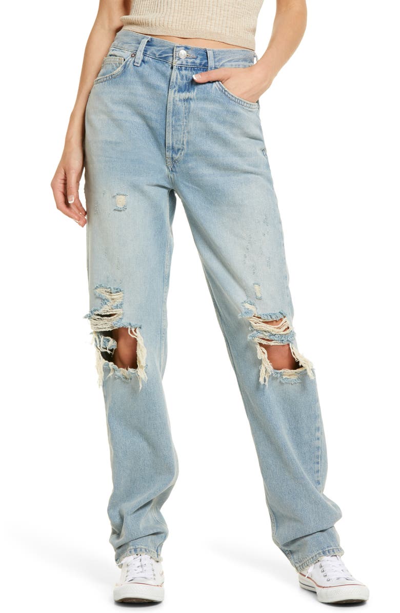 Free People The Lasso Ripped High Waist Jeans, Main, color, 
