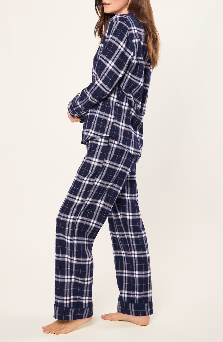 Petite Plume Tartan Plaid Cotton Pajamas, Alternate, color, Navy