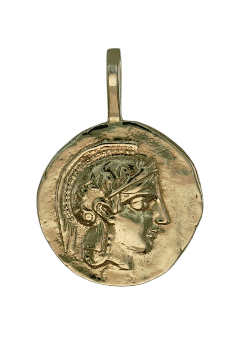 Athena Coin Pendant, Main, color, 14K Yellow Gold
