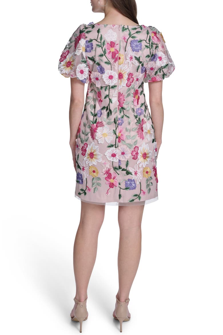 Puff Sleeve Floral Shift Dress, Alternate, color, PINK MULTI