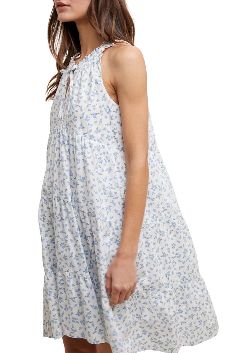 Ditsy Floral Sleeveless Cotton Babydoll Dress, Alternate, color, OFF WHITE/ SKY