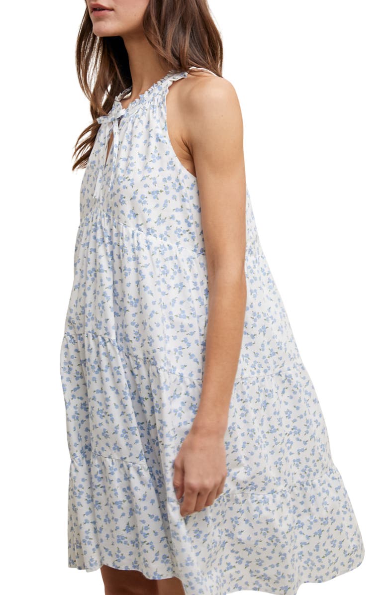 WISHLIST Ditsy Floral Sleeveless Cotton Babydoll Dress, Alternate, color, Off White/ Sky
