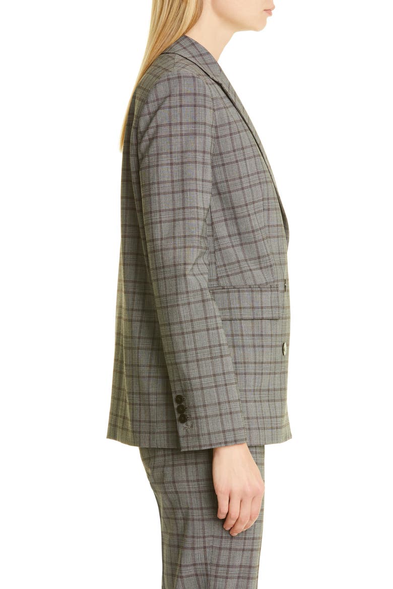 Women's Piazza Double Breasted Stretch Wool Blazer, Alternate, color, HEATHER GREY/ BURGUNDY