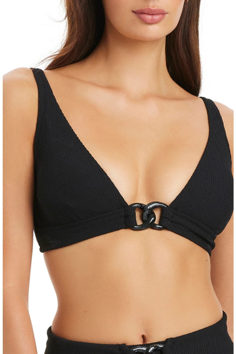 Rib Triangle Bikini Top, Main, color, BLACK