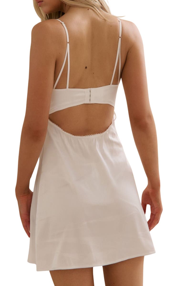 Kat The Label Sienna Underwire Satin Slip, Alternate, color, Ivory