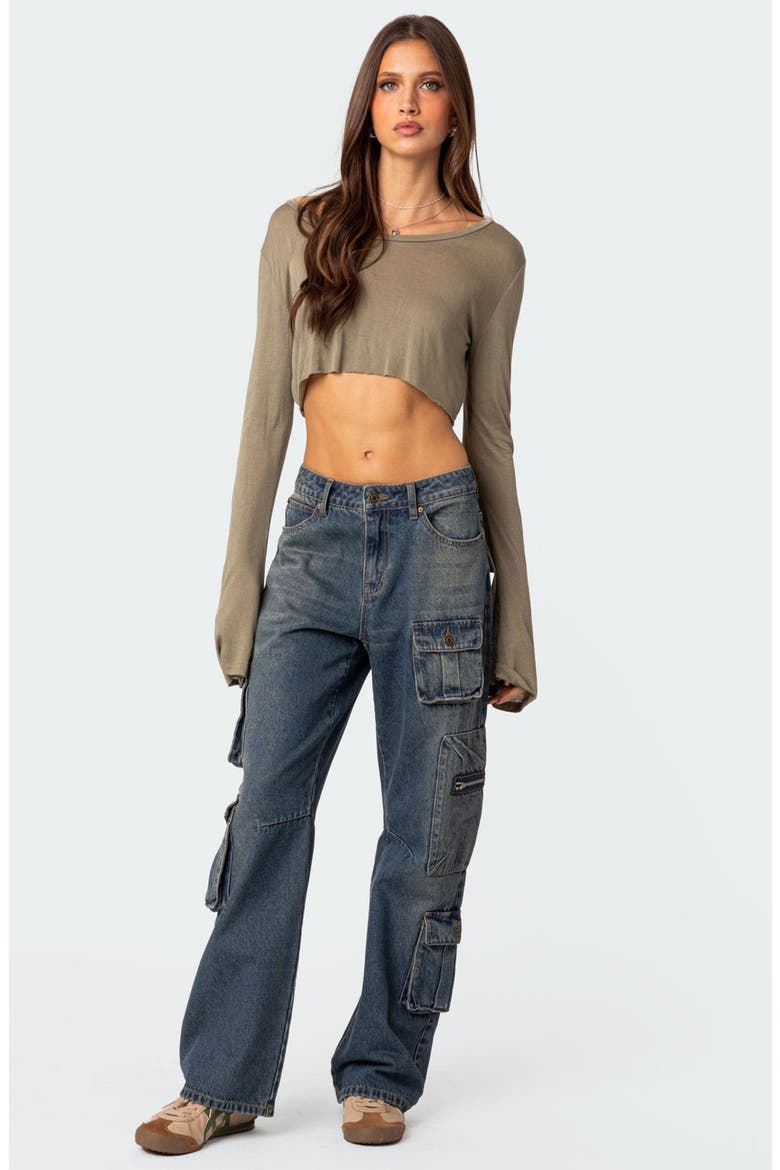 Baggy Boyfriend Cargo Jeans, Alternate, color, BLUE-WASHED