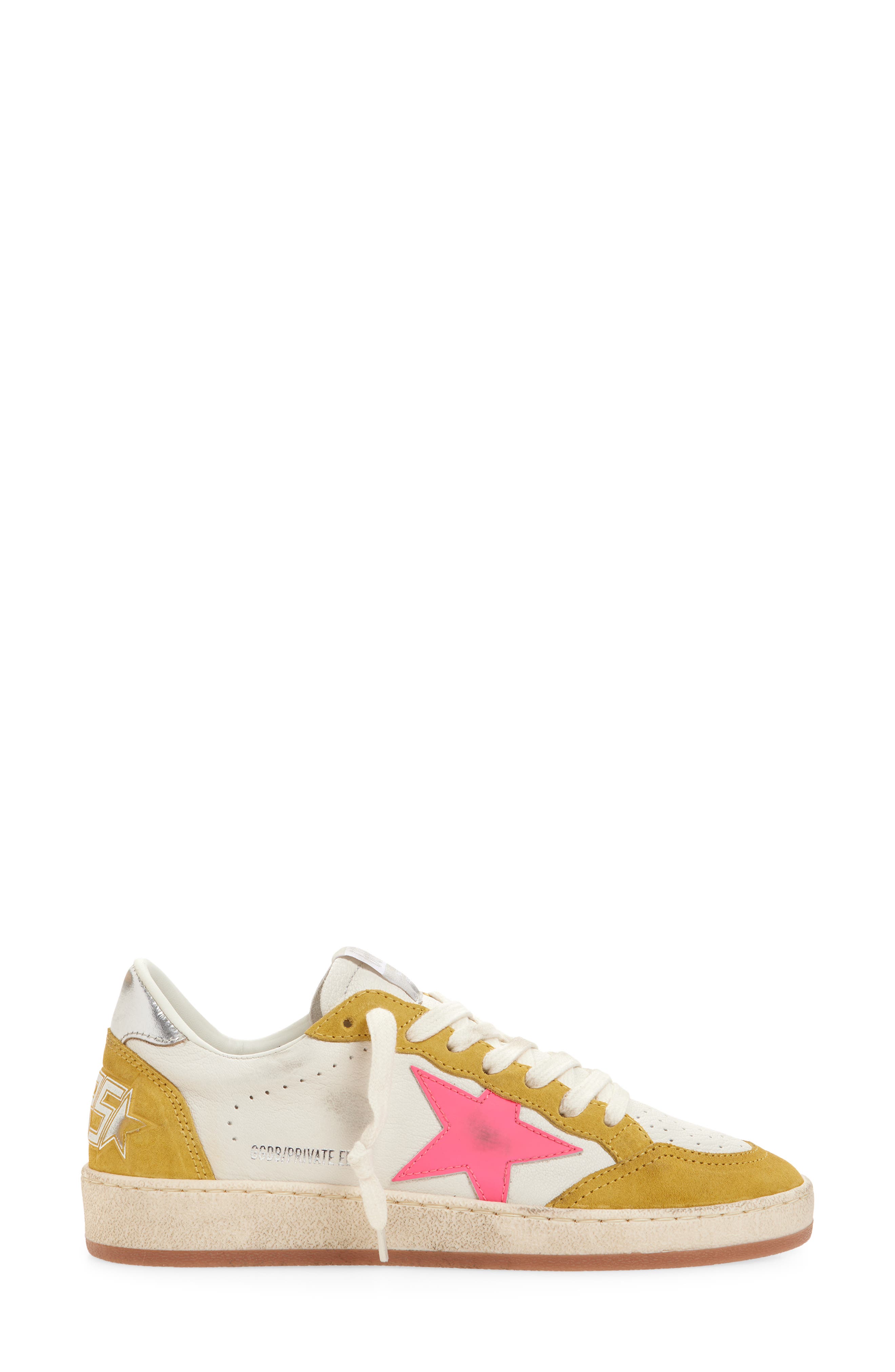 Golden Goose Ball Star Low Top Sneaker, Alternate, color, White/ Pink/ Honey/ Silver