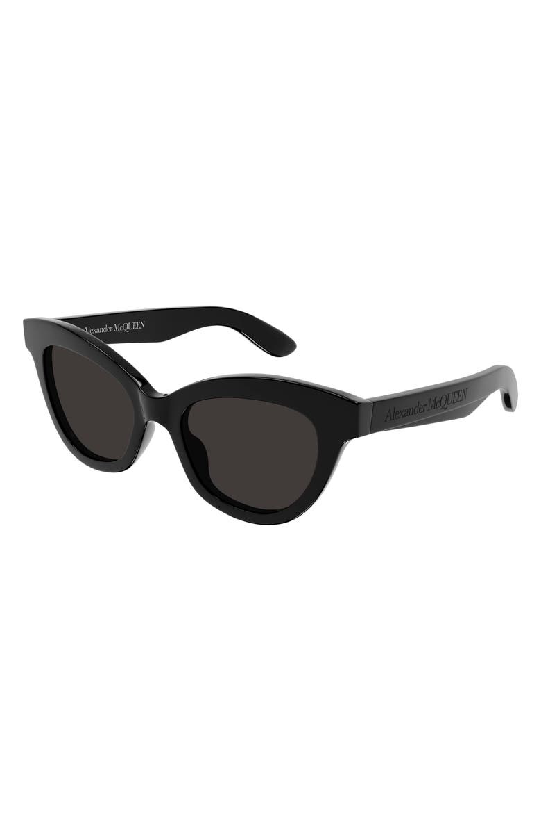 McQueen 51mm Cat Eye Sunglasses, Alternate, color, Black
