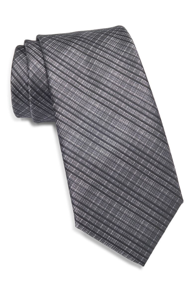 Wells Plaid Tie, Main, color, BLACK
