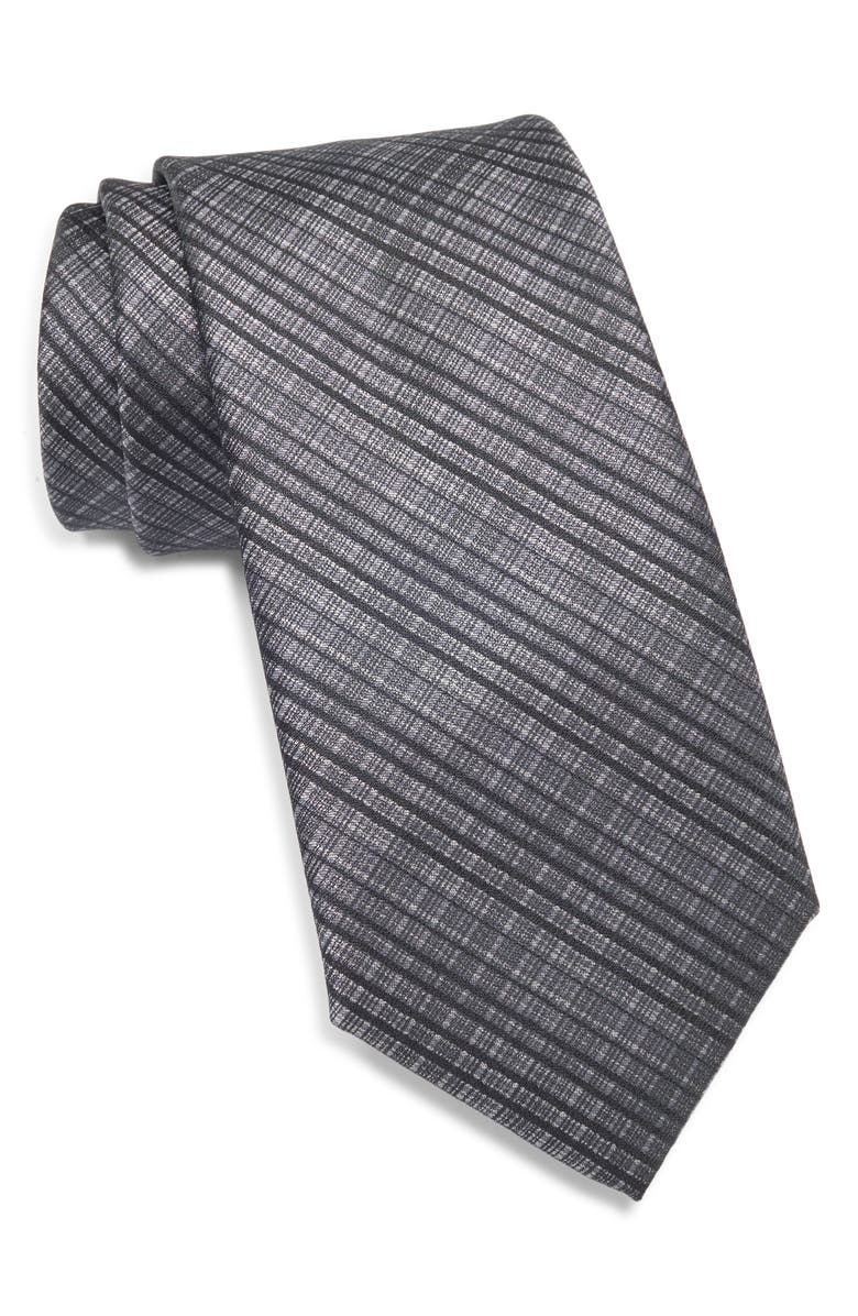Calvin Klein Wells Plaid Tie, Main, color, Black