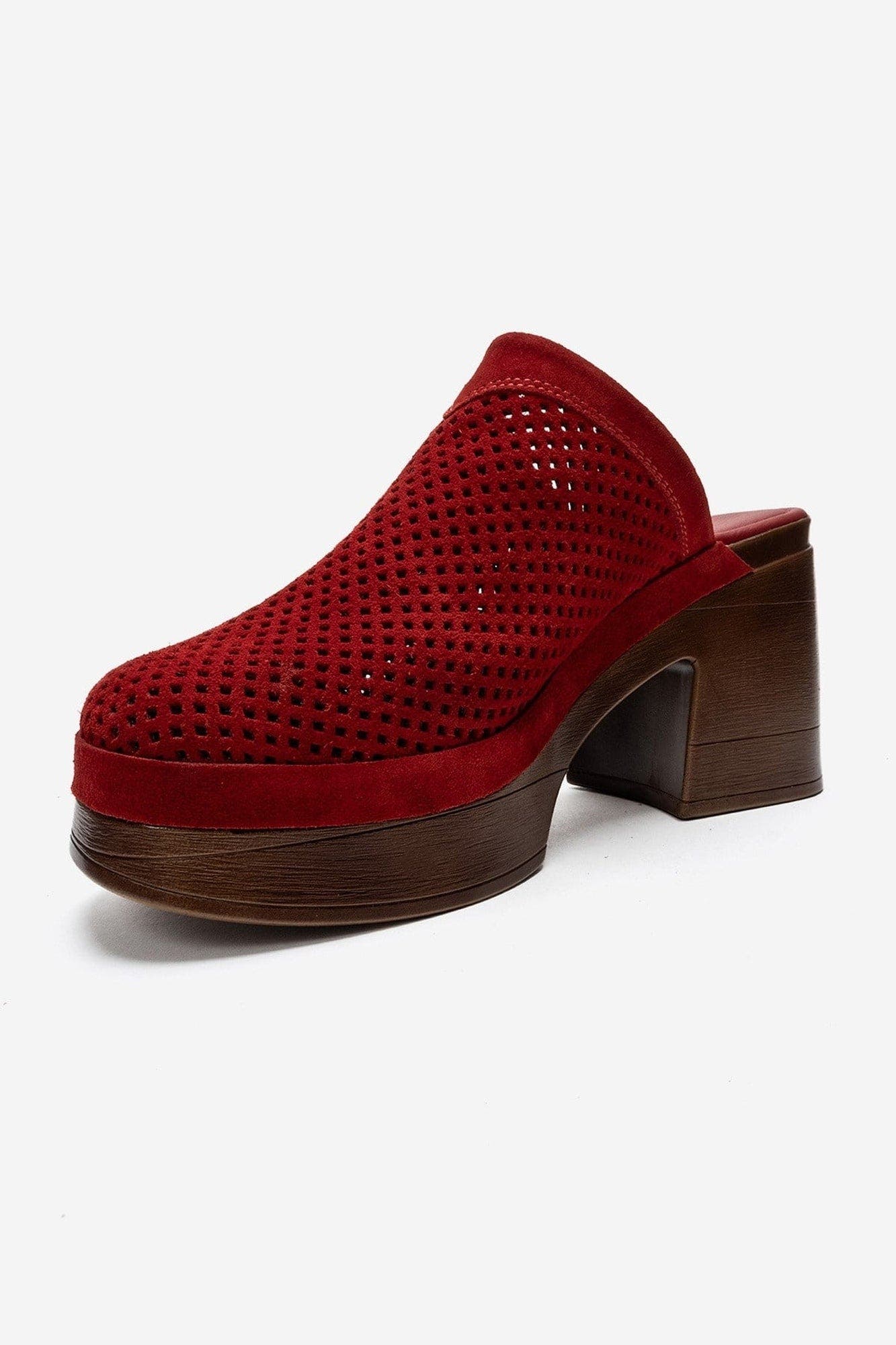 Dejas Leather Platform Block Heel Sandal, Alternate, color, Red Suede