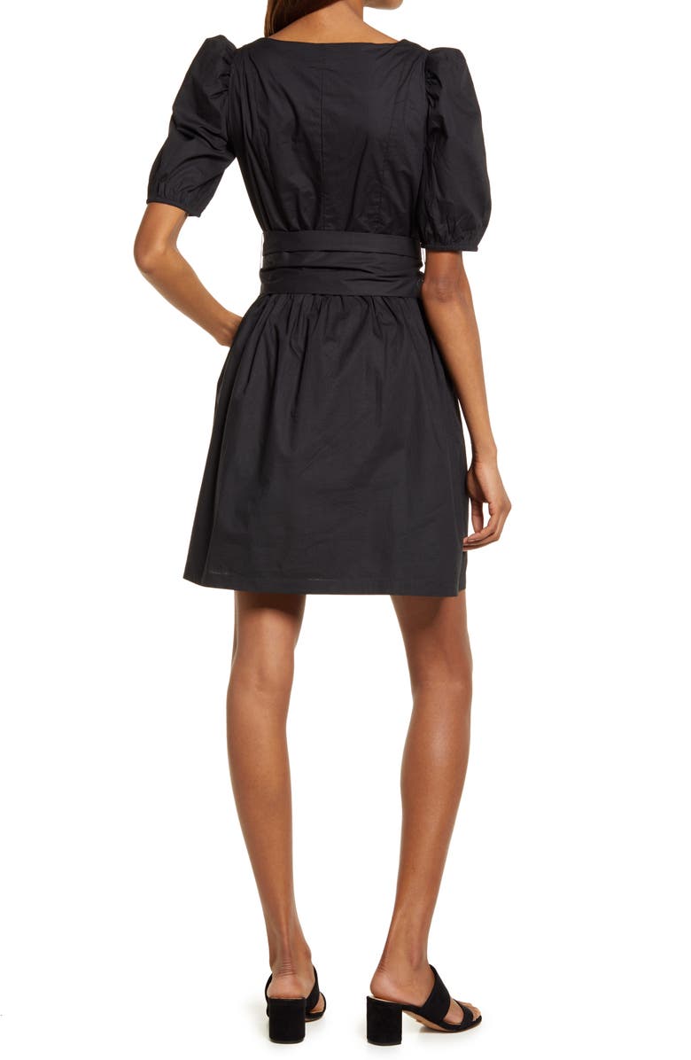 French Connection Besima Belted Cotton Poplin Dress, Alternate, color, 