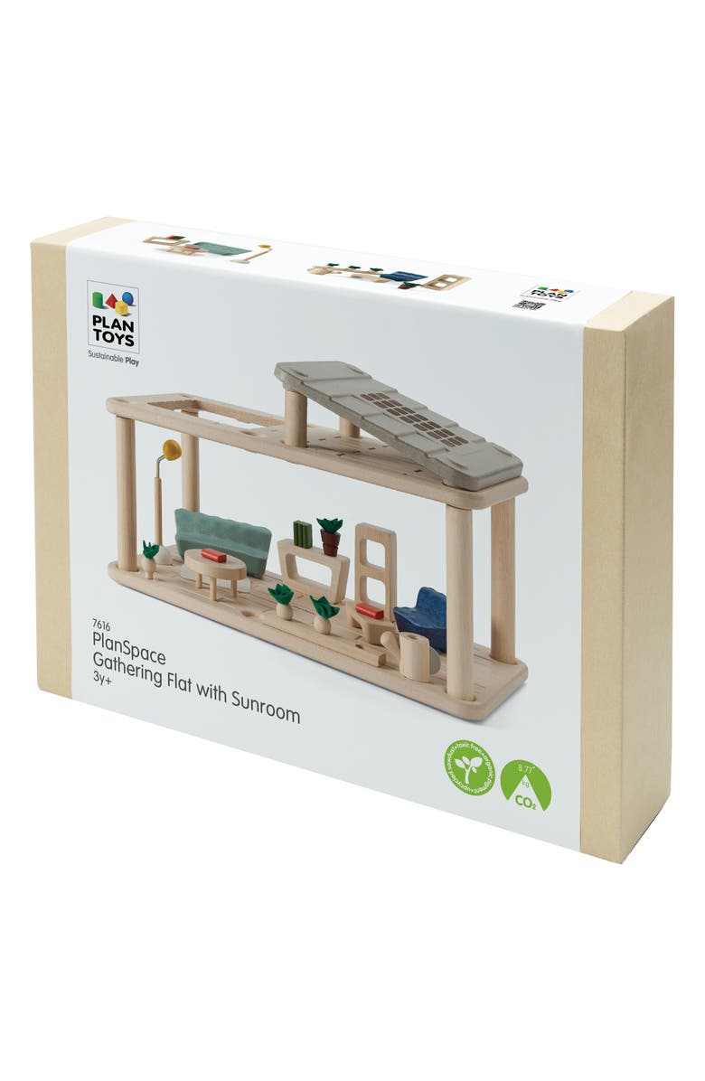 PlanToys<sup>®</sup> Dollhouse Gathering Flat with Sunroom, Alternate, color, Brown