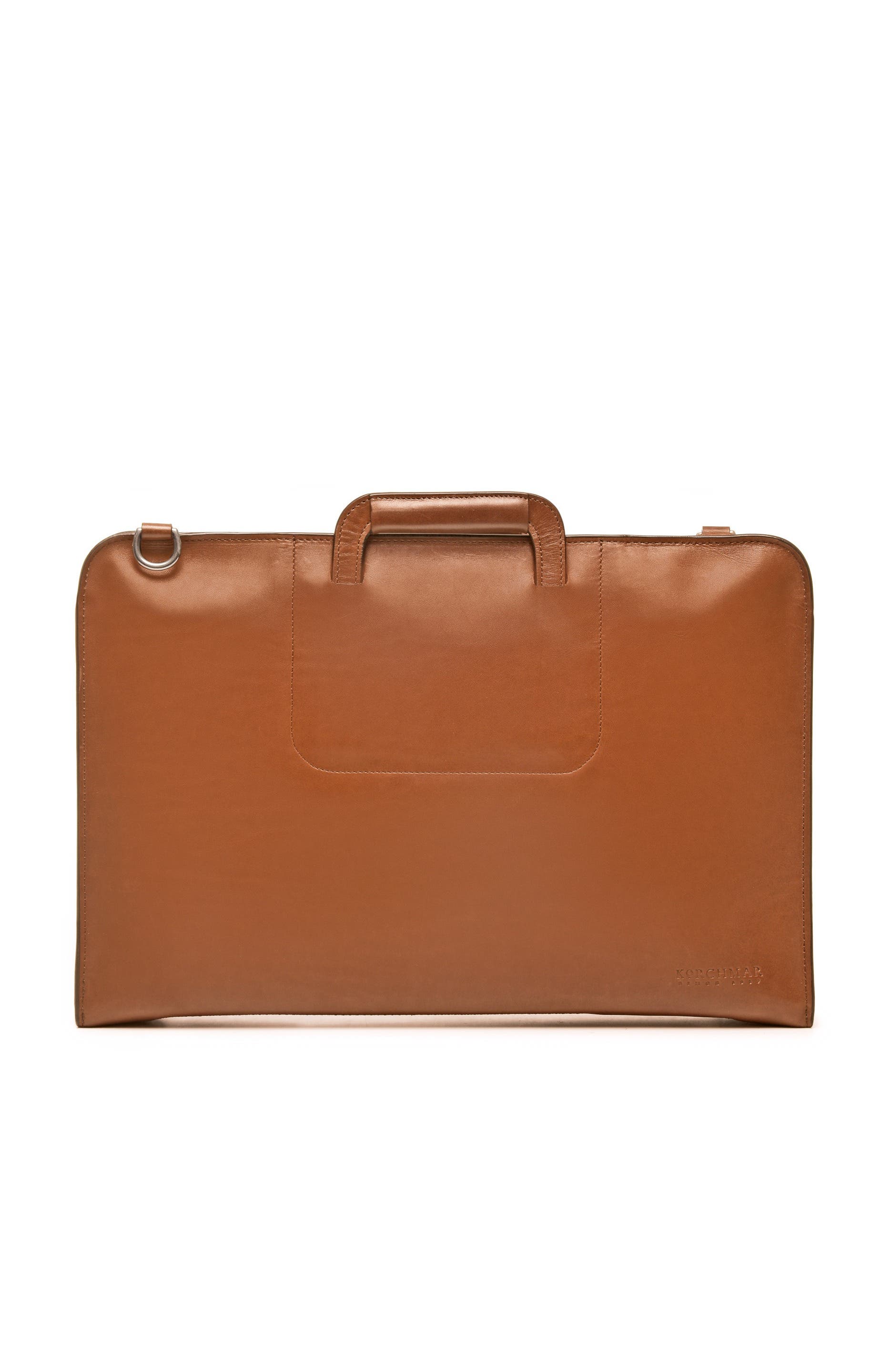 Jackson Zippered Leather Briefcase, Alternate, color, Tan