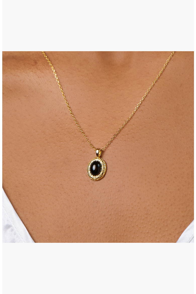 Snake Onyx Pendant Necklace, Alternate, color, Gold