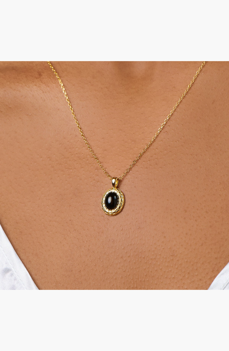 Little Sky Stone Snake Onyx Pendant Necklace, Alternate, color, Gold
