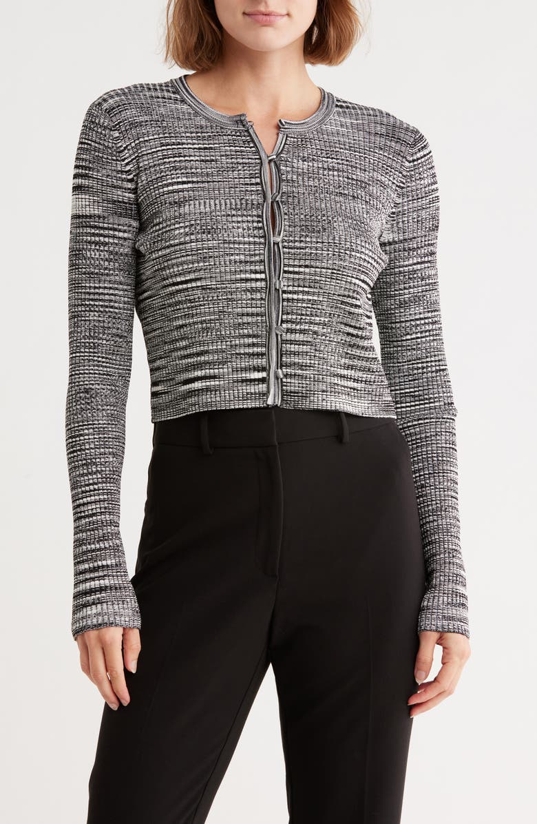 Ramy Brook Angeline Rib Cardigan, Main, color, Black Multi Knit