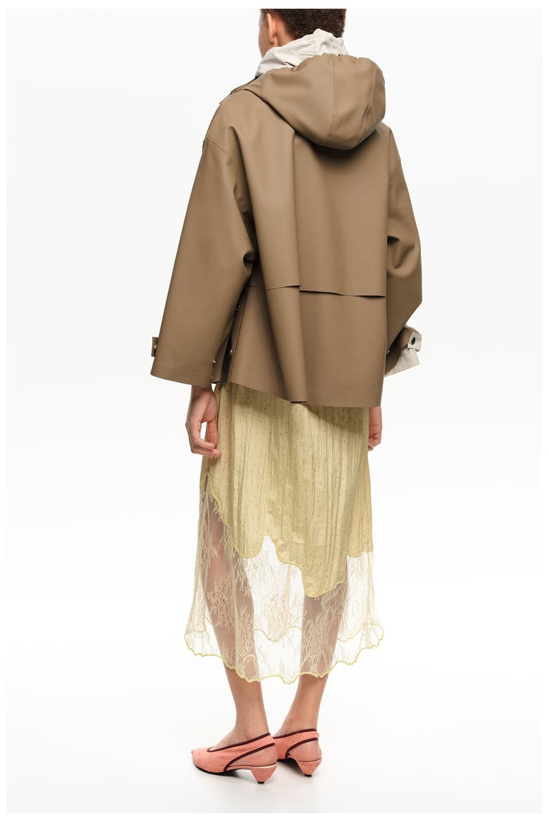 Rubber-Coated Flared Trench, Alternate, color, DARK CAMEL