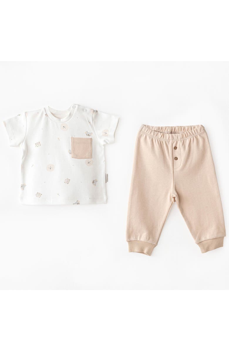 Andy Wawa Happy Animal Pants Outfit, Main, color, Beige
