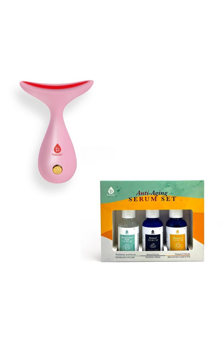 PURSONIC LED Light Therapy Sculpting Wand + Anti-Aging Serum Complete Transformation Set, Main, color, Multicolor