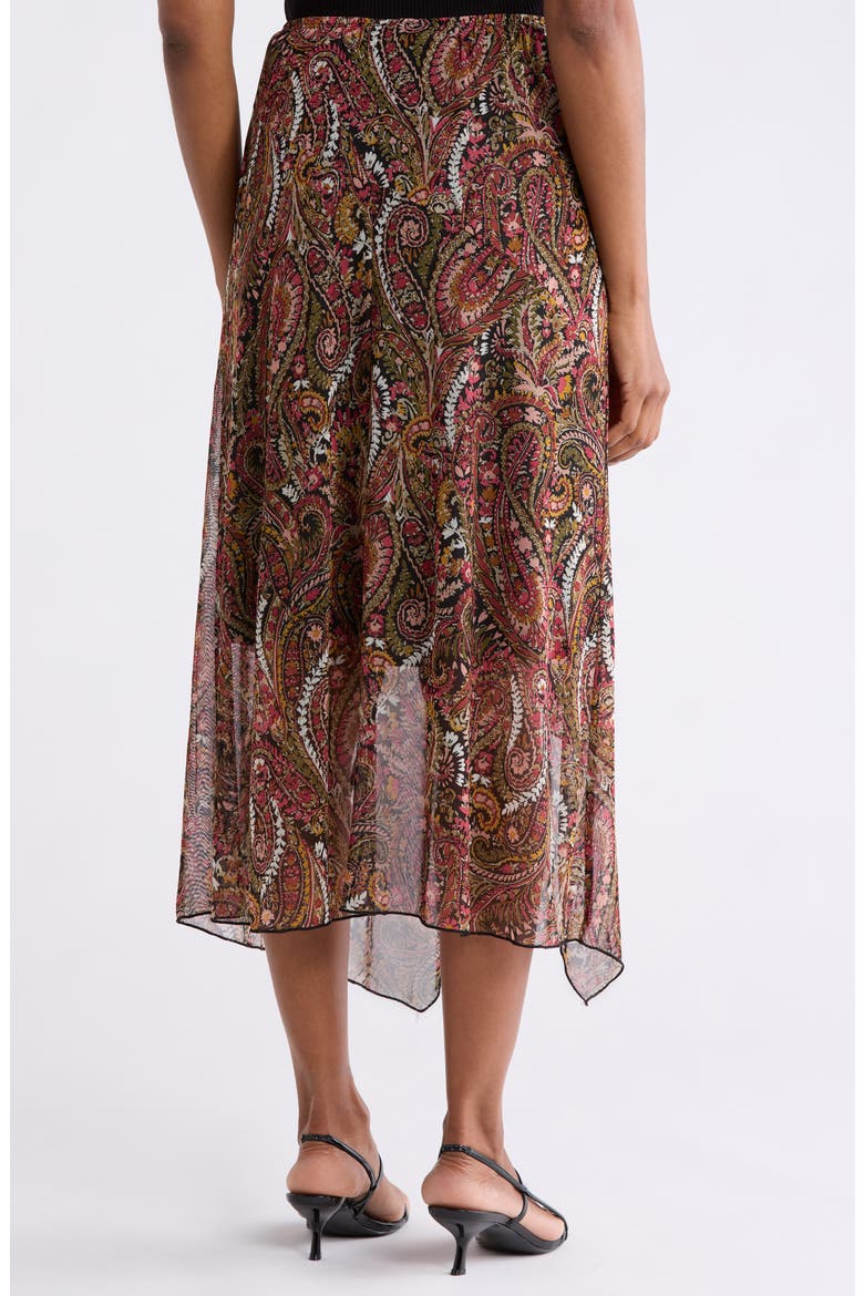 Mesh Asymmetrical Midi Skirt, Alternate, color, BLK/ RED/ OLV
