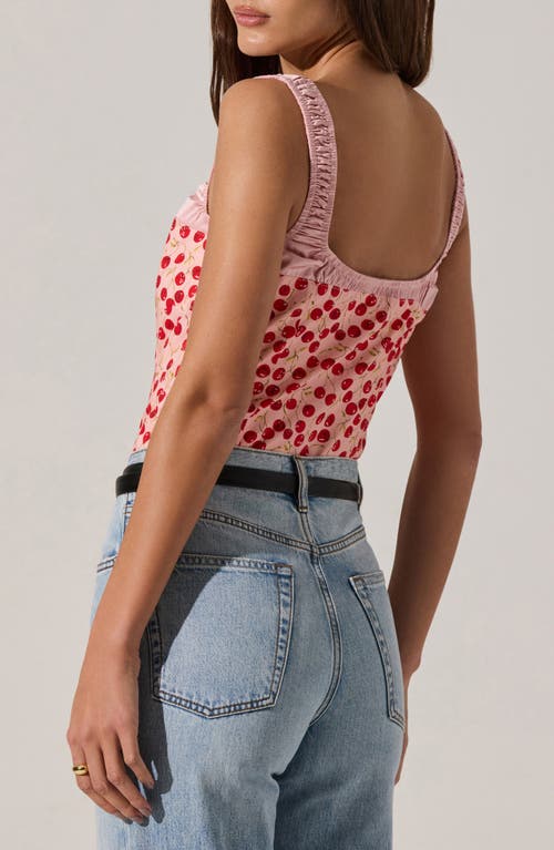 Astr The Label Floral Milkmaid Top In Cherry Print