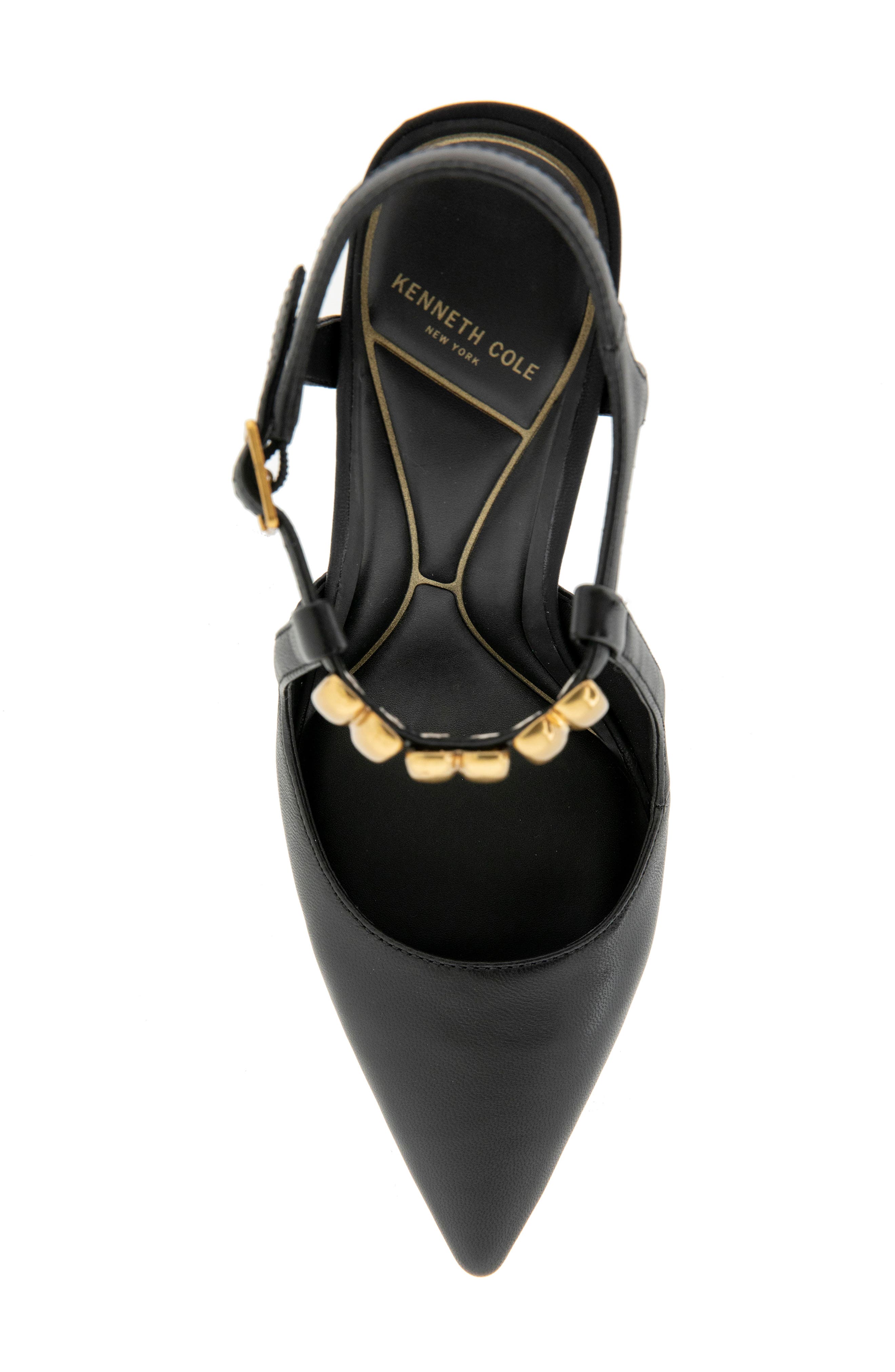 Kenneth Cole Romi Ankle Strap Pointed Toe Pump, Alternate, color, Black Leather