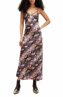 AllSaints Bryony Tahoe Snakeskin Print Slipdress