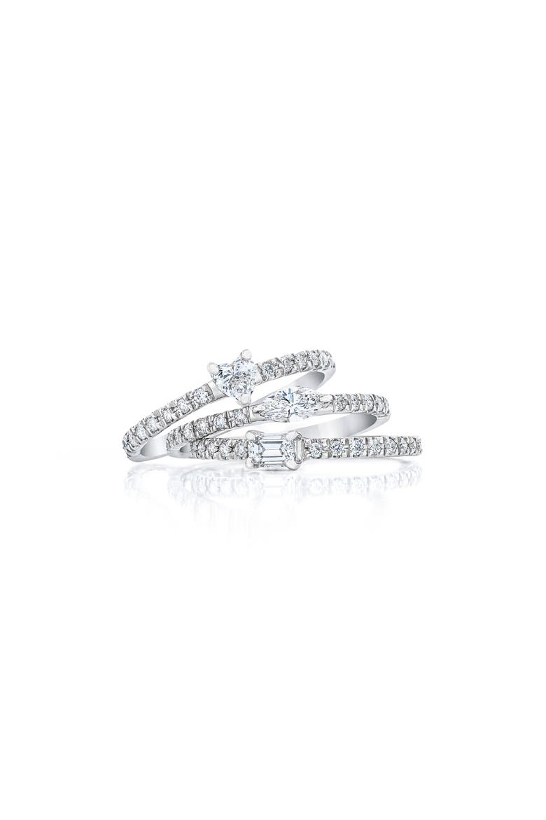 Set of 3 Fancy Cut Diamond Stacking Rings, Main, color, 18K WG
