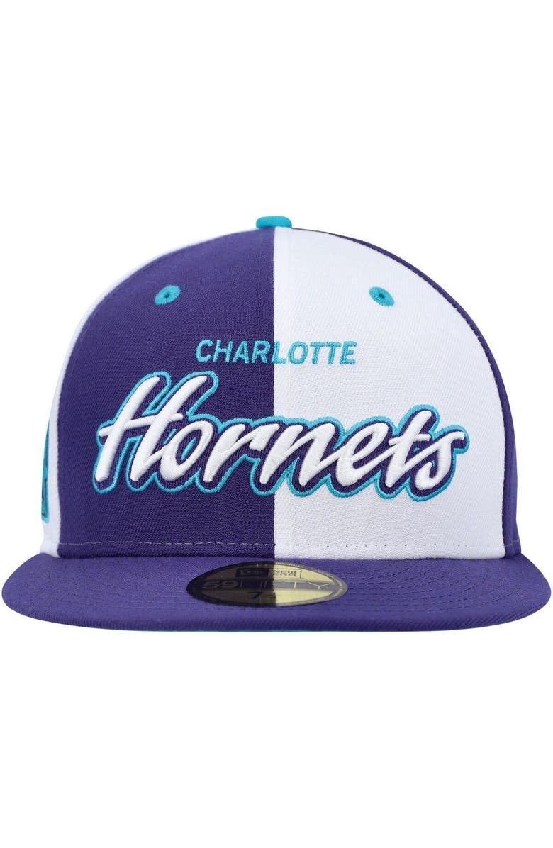 New Era Men's New Era Purple/White Charlotte Hornets Script Pinwheel 59FIFTY Fitted Hat, Alternate, color, 