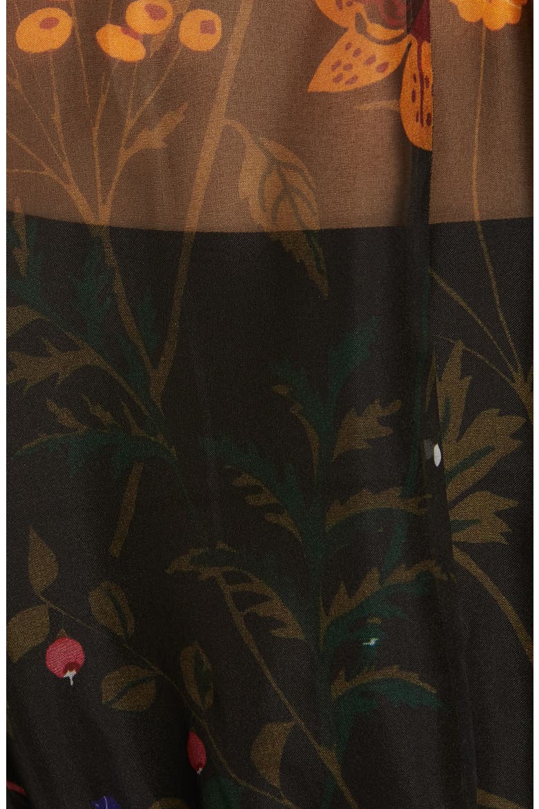 Nanna Floral Print Silk Organza Dress, Alternate, color, BLACK
