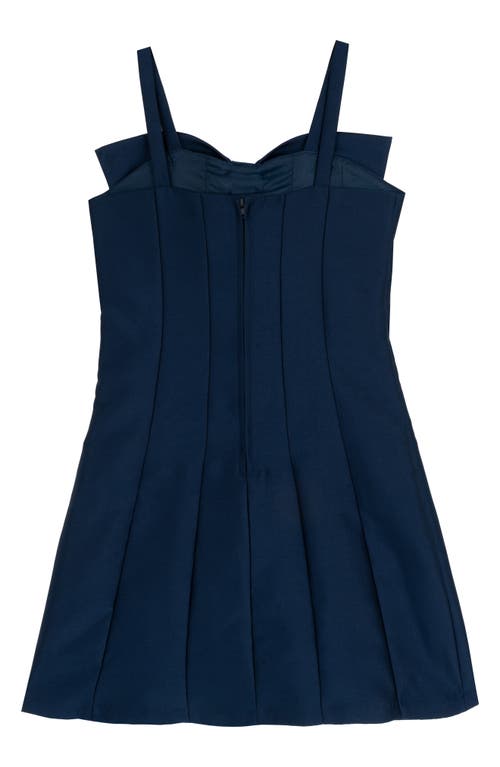 Rare Editions Kids' Bow Paneled Mikado Dress In Blue