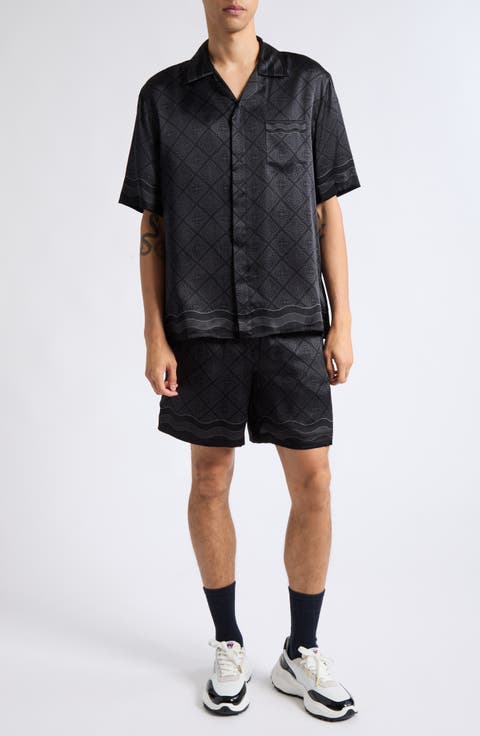 Monogram Print Silk Shorts