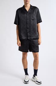 Casablanca Monogram Print Silk Shorts