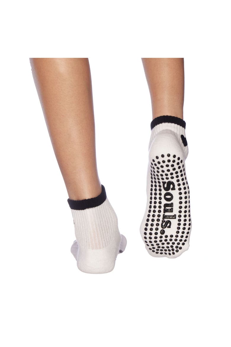 Black Heart Ankle Grip Socks, Alternate, color, White