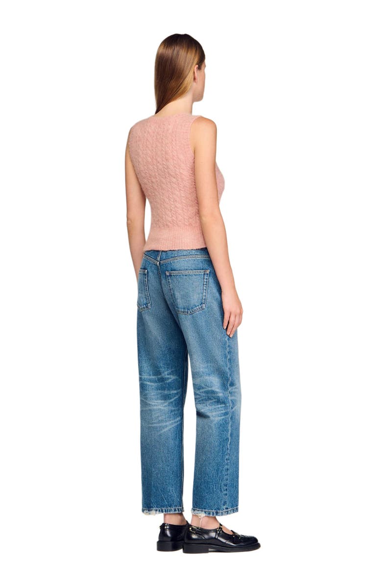 SANDRO Sleeveless brushed cable knit sweater, Alternate, color, Poudre Pink