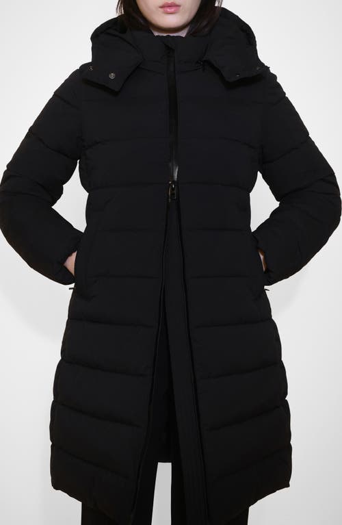 Shop Mango Water Repellent Hooded Quilted Coat In Black