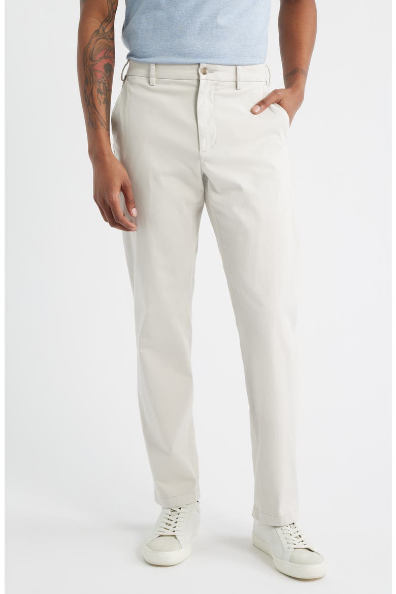 Flat Front Signature Sateen Dress Pants, Main, color, STONE