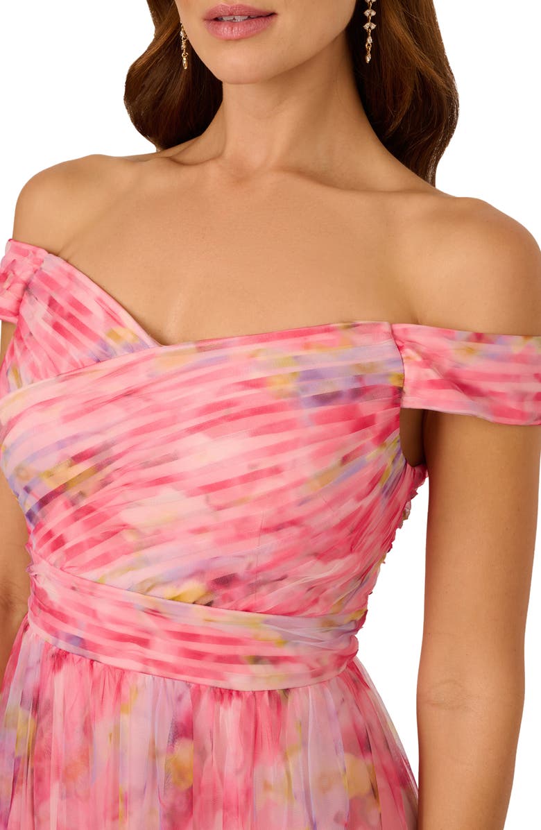 Adrianna Papell Sweetpea Off the Shoulder Tulle Gown, Alternate, color, 