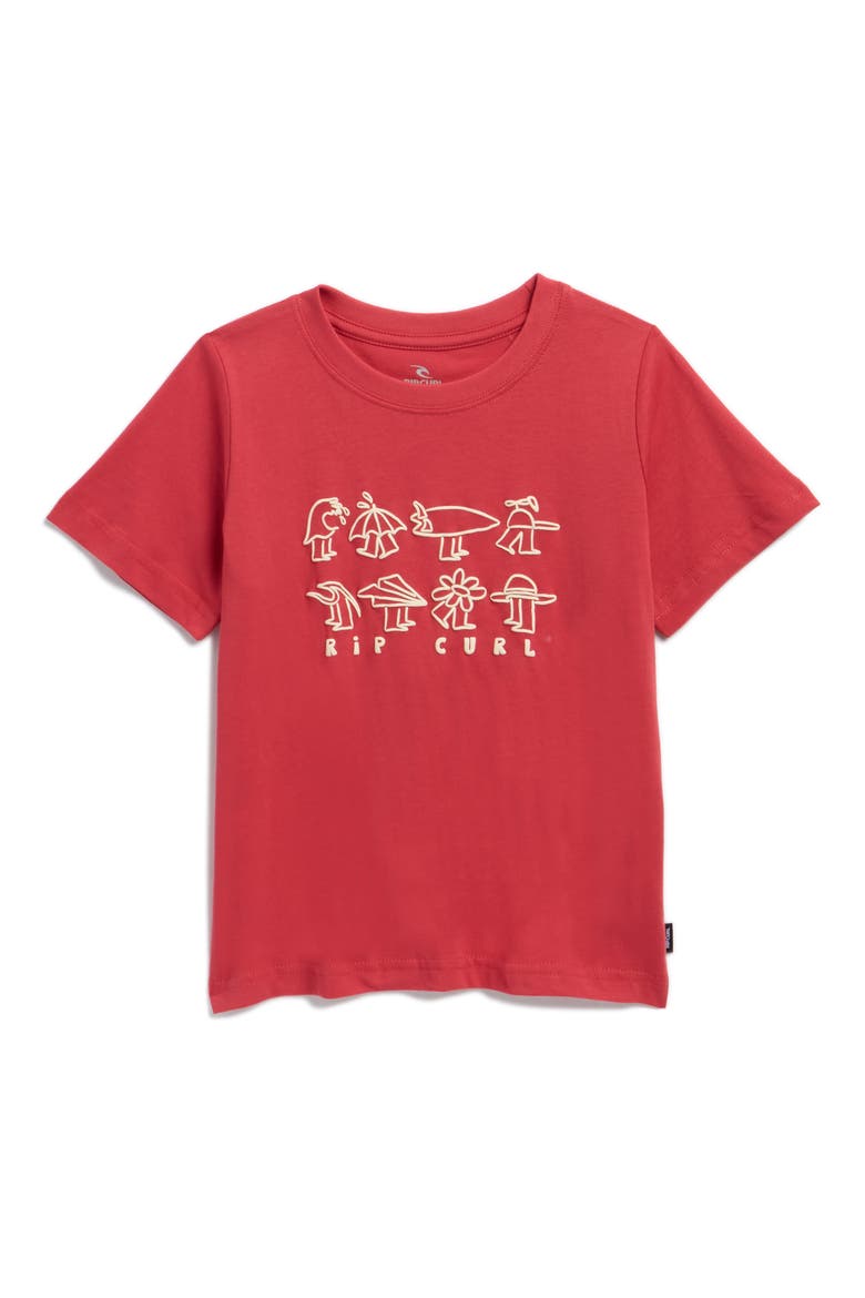 Kids' Surf Check Cotton Graphic T-Shirt, Main, color, WASHED RED