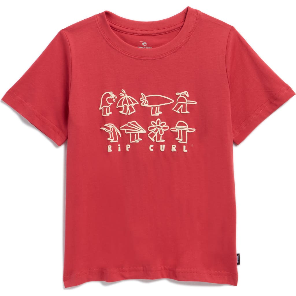 Rip Curl Kids' Surf Check Cotton Graphic T-shirt In Red