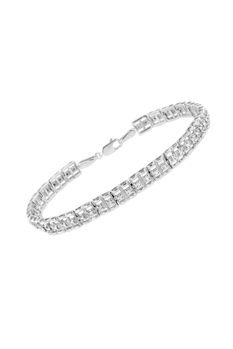 .925 Sterling Silver 1/10 Cttw Diamond Double-Link Tennis Bracelet, Alternate, color, Silver