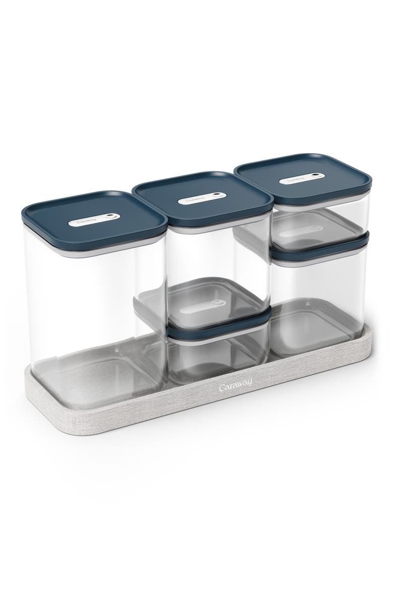 Set of 5 Airtight Storage Containers, Alternate, color, NAVY