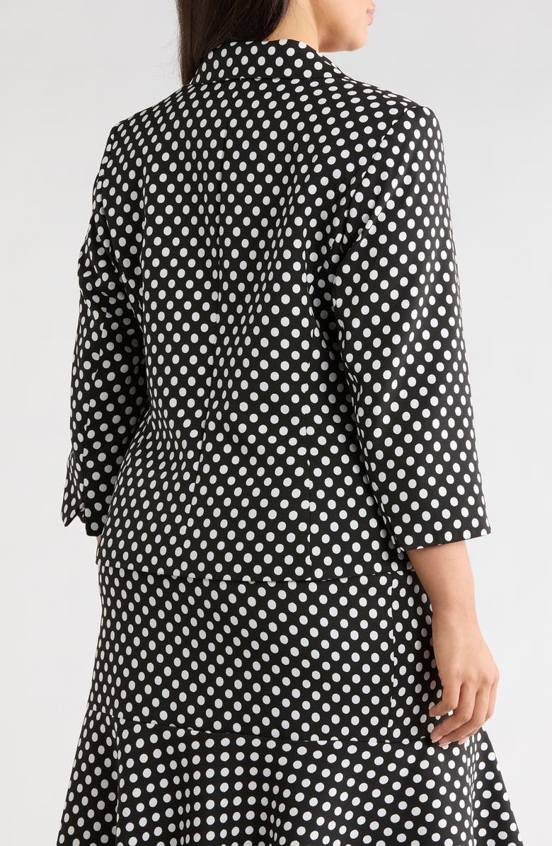 KASPER Dot Three Button Jacket, Alternate, color, Black/ Lily White