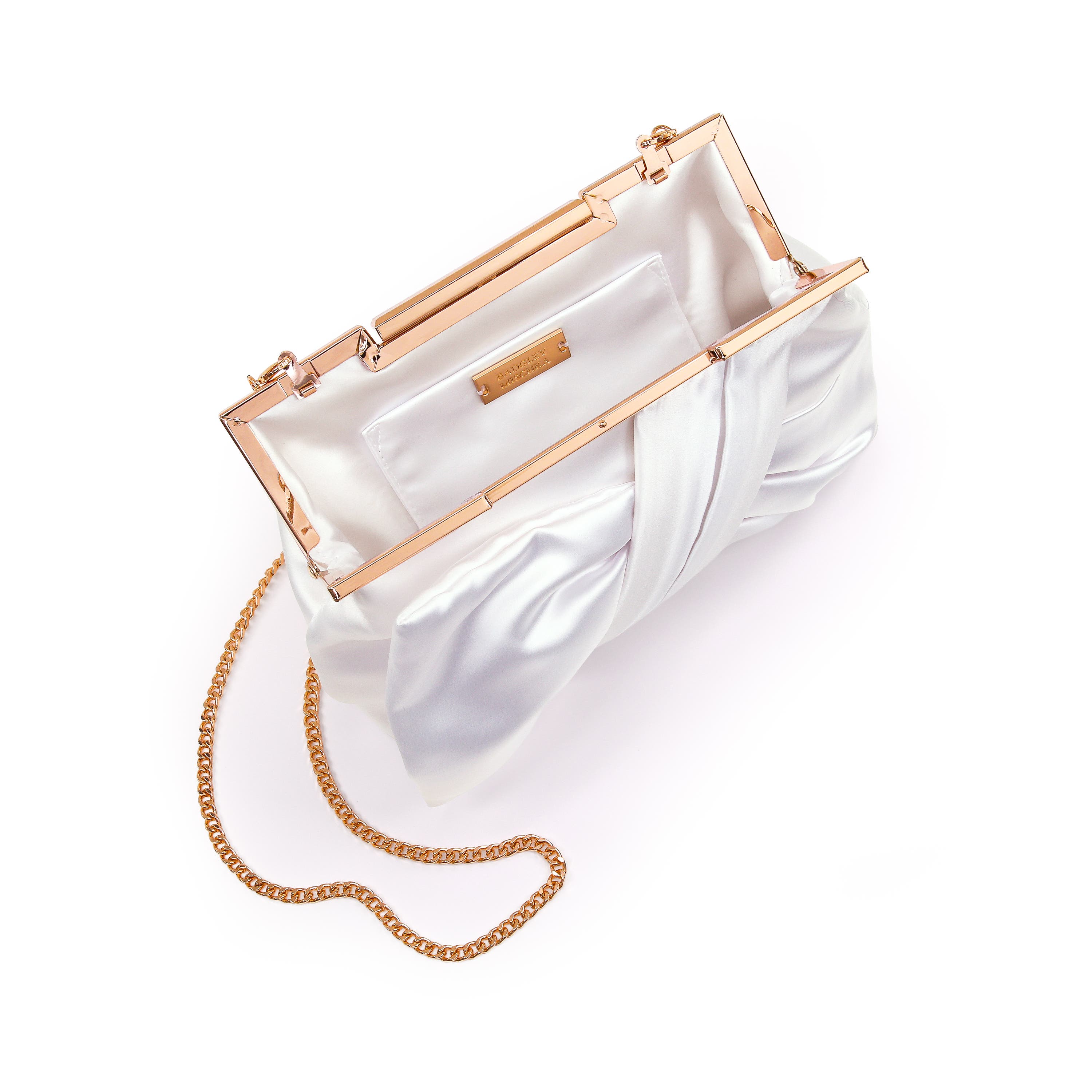 Visvien Satin Tie Pouch Clutch, Alternate, color, White